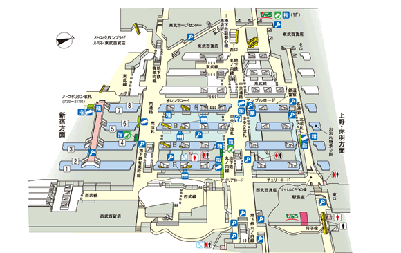 JRの池袋駅構内図