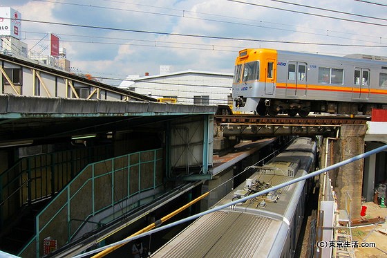 立体交差する下北沢駅