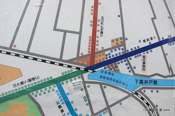 下高井戸の商店街の地図