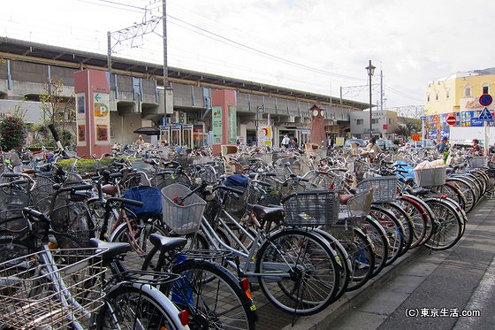 自転車が停まる下総中山