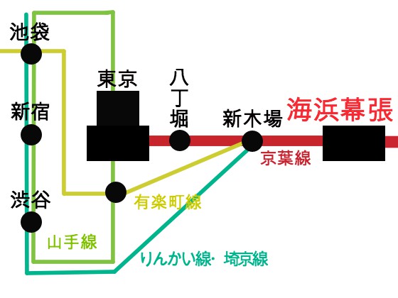 海浜幕張駅への路線図