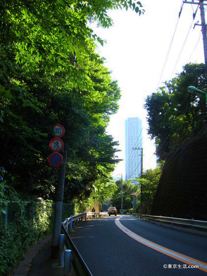 高級住宅街から二子玉川を望む