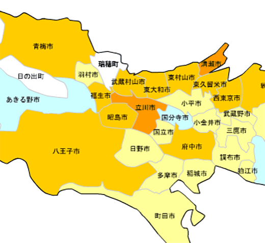 東京都下の生活保護の地図