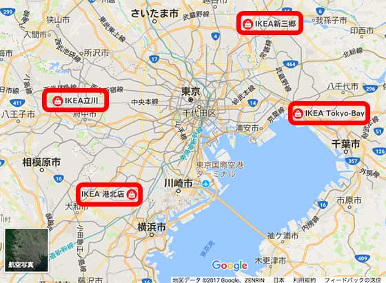 東京にあるIKEAの地図