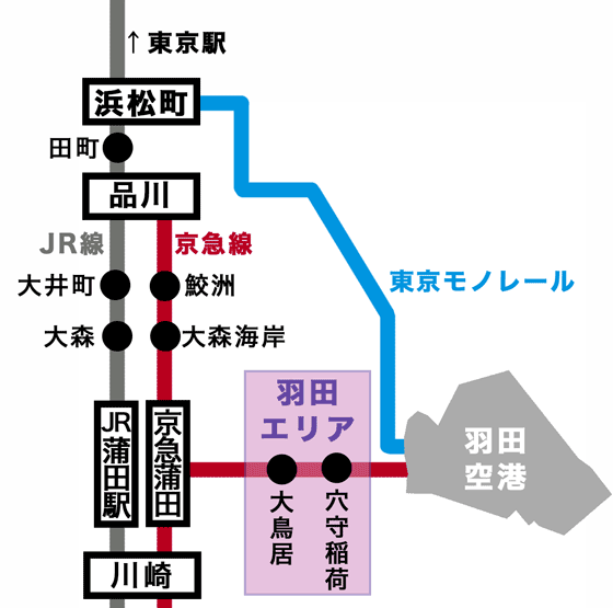 羽田空港周辺のホテルマップ