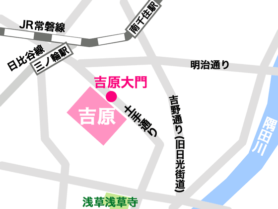 吉原の場所の地図